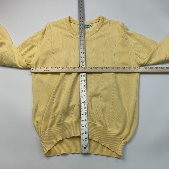Vintage Tourney Sportswear Sweater Mens M Medium Yellow V Neck Cotton Made USA - Picture 7 of 9
